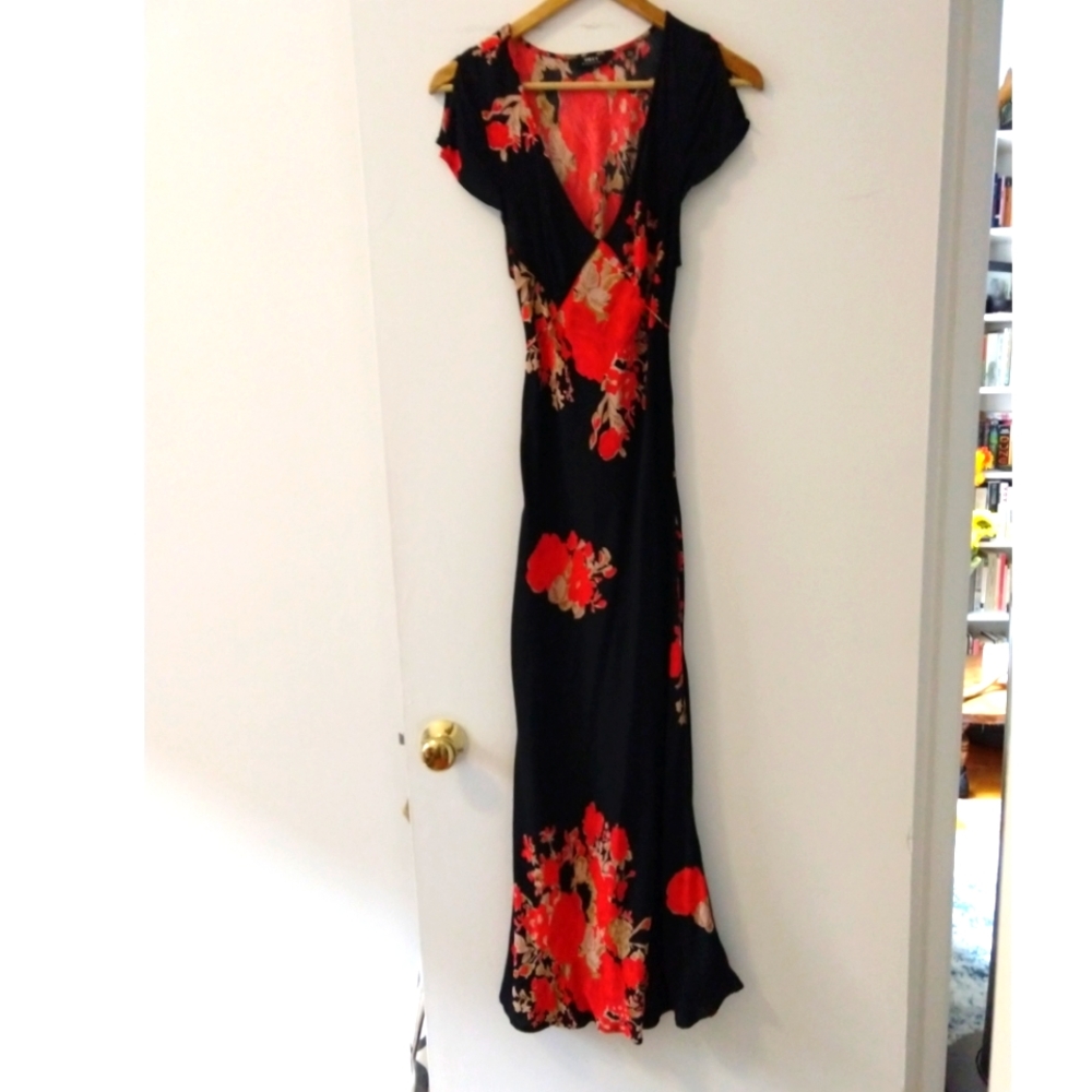 Obey black and red floral maxi dress